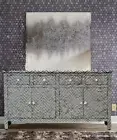 Black Chevron Bone Inlay Sideboard – Handcrafted Storage Cabinet with Bold Desig