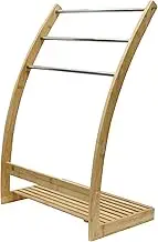 CARLA HOME Bamboo Towel Bar Holder Rack 3-Tier Freestanding for Bathroom. Towel Racks. Towel Rail Bathroom Accessory. Shower Hand Dish Towel. Towel Holder (Bottom Shelf and Metal Holder)