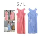 Shower Wrap Towel, Wearable Bath Towel Dress, with Snap Lightweight Bathrobe,
