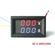 4pcs Car LED Digital Ammeter Voltmeter DC100V 100A Amp Volt Current Red Blue
