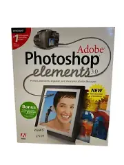 VINTAGE FACTORY SEALED Adobe Photoshop Elements 3.0 2004 w/ Serial Number New