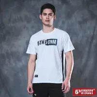 在飛比找momo購物網優惠-【5th STREET】男裝美式切割剪接短袖T恤(白色)