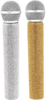 ERINGOGO 2pcs Simulated Play Prop Sparkly Bling Karaoke Costume Props Echo Mic for Kids Toy Fake Mic Modeling Fake Props Diamond Child