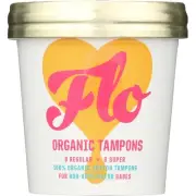Flo Organic Tampons Non Applicators Regular & Super 16 Counts