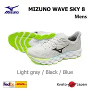 MIZUNO WAVE SKY 8 (Light gray/Black/Blue) J1GC240256 [Men's]High cushioning New