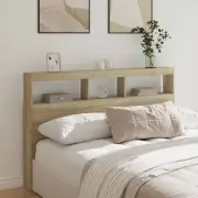 Headboard Cabinet LED Sonoma Oak 160x17x102 cm storage modern design 9205