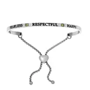 Intuitions Stainless Steel Fearless, Respectful, Happy August Lite Green Birthstone Bangle Bracelet, 7"