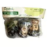 Vintage New Deadstock Christmas Decorations 3 Wiseman Kings Dexters Nativity