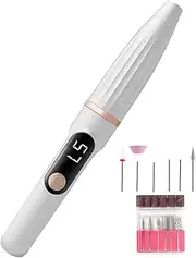 Electric Nail Drill, Nail File Drill Set Machine, Digital Display Rechargeable Portable Pedicure Tools with Replacement Parts, Manicure Kit for Home Salon Use, 0.83x6.02 Inches