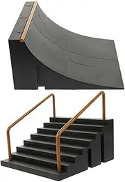 Abaodam Finger Skateboard Ramp Set for Kids 2pcs Plastic Skateboard Park Props Obstacles for Desktop Fingerboarding and Skating Fun