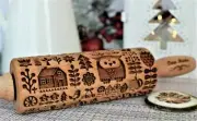 Owl Embossing Rolling Scandinavian Xmas cookie Textured Rolling Pin Gingerbread