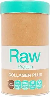 Amazonia Raw Protein Collagen Plus Choc Hazelnut- Marine Collagen Peptides with Vitamin C & Zinc for Hair, Skin & Nails, Dairy-Free, Gluten-Free, Organic Protein Powder, low FODMAP, 450g