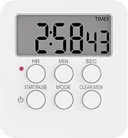 Magnetic Kitchen Digital Timer Clock Alarm with Mute/Loud Alarm Switch,3 in 1 Multifunctional 24H Count UP/Down Timer,Large LCD Display Memory Function Digital Timer for Cooking Learning(White)