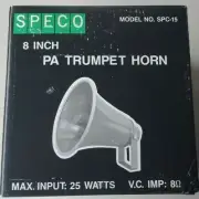 SPECO 8” Round PA TRUMPET HORN SPC-15 Aluminum Weatherproof Speaker Outdoor