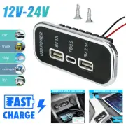 Dual USB+PD Type C Port Car Fast Charger Socket Power Outlet Panel Mount 12V-24V (for: Smart)