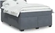 vidaXL Box Spring Bed with Mattress/LED - Dark Grey Velvet Double - 190x144 cm
