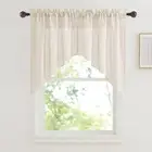 Swag Valances Short Linen Curtains - Semi Sheer Window Topper Tiers, Home Dec...