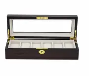 Quality Ebony Glass Watch Luxury Case Storage Display Box Jewellery Watches H