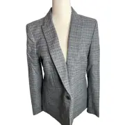 J.Crew Womens $228 One Button Blazer in Plaid Navy Size 4 CB442