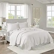 Madison Park Tuscany 3 Piece Coverlet Set, Full/Queen, White