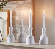 Bethlehem Lights Set of 4 Cordless Window Candles in White Gloss