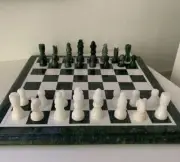 Green Marble Chess Board With Sets, Vintage Gifts For Him, Cyber monday sale