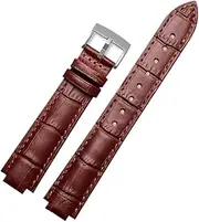 ZJSCNBE Genuine Leather Watch Band Fit for Louis Vuitton Tambour Series Q1121 Q114k Soft Comfortable Raised Mouth Watch Strap18 21mm(Brown-Steel-K1,18x10mm)