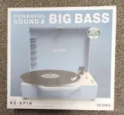 Victrola Re-Spin Sustainable Bluetooth Suitcase Record Player- Light Blue