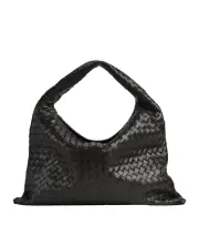 BOTTEGA VENETA Hop Large $4900 Black Intrecciato Leather Shoulder Bag New