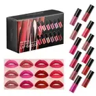 12 PC Matte Liquid Lipstick Pearl And Shimmer Mini Waterproof Lip Gloss Set 3ML