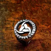 Men Women Silver Titanium Steel Gothic Punk Ring Charm Vintage Biker Hollow Ring