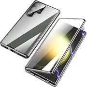 Privacy Magnetic Double Sided Tempered Glass Phone Case with Anti-Peeping Screen, Techterio Ultra Privacy Case for Samsung Galaxy S25, S24, S23, S22, S21 Series (Gray,S24 Ultra)