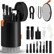 22-in-1 Cleaner Kit for Airpods, Cleaning Kit for Keyboard, Earbud, Laptop, iPhone Charging Port & Screen, Camera Lens, Computer, Airpod Pro, Electronic Cleaner- 2 Cleaning Wipes Included (Black)