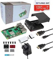 Raspberry Pi 5 Performance Kit (Black, 8GB), ARGON Neo 5 Case (Active + Passive Cooling), Raspberry Pi OS Library Rat Preinstalled (64x) on 128GB microSD, US Power Supply