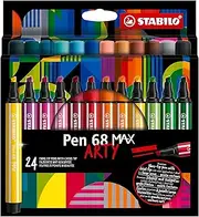 STABILO Pen 68 MAX - ARTY - 24er Pack - mit 24 verschiedenen Farben: Premium-Filzstift mit dicker Keilspitze