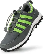 [UOVO] Boys Shoes Boys Sneakers Boys Hiking Tennis Running Shoes Kids Waterproof Athletic Outdoor Sneakers Non-Slip Comfortable(Little/Big Boys) Gray/Green, Grey