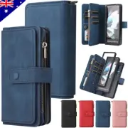 For Samsung Galaxy Z Fold 4 3 5G Zipper Leather Magnetic Wallet Case Flip Cover