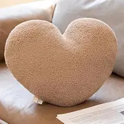 Heart Cushion, Heart Cushion Children's Room Decor, Cuddly Cushion Children's Heart Shape Decorative Cushion for Living Room Sofa Child Bedroom Bed (Brown Heart, 40 cm)