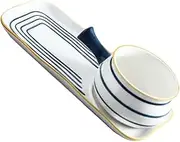 SHOWERORO Ceramic Hand-Painted Bread Plate Set 650ml Multi-use for Milk Noodles Soup Easy Clean Store