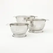 3pc (1.5qt, 3qt, and 5qt) Stainless Steel Colander Set Silver - Figmint