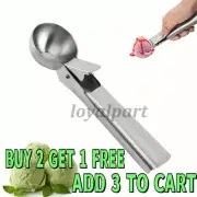Ice Cream Scoop Stainless Steel Easy Trigger Cookie Watermelon Spoon Tool New
