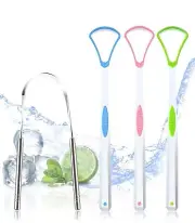 4Pcs Tongue Scraper Stainless Steel Tounge Cleaner Scraper Dental for Adults Kid