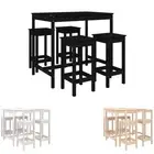 Outdoor Bar Set 5 Piece Lounge Bar Table and Stools Black Solid Wood Pine vidaXL