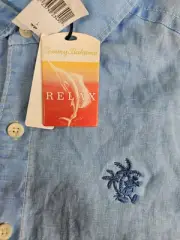 Tommy Bahama x Disney Mens Sea Glass Breezer Blue Linen Button Up Shirt Large