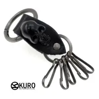 在飛比找蝦皮商城優惠-KURO-SHOP 黑色皮革骷髏頭 鑰匙圈