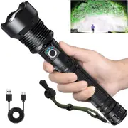 13600 mAh Rechargeable Flashlights Super Bright LED Flashlight High Lumens with USB Cable, 5 Modes Waterproof Flashlight Powerful Flash Light for Home Camping Hiking