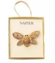 Napier Gold-Tone Crystal Bee Brooch Pin Jewelry Stunning! NEW!