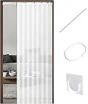 Door Curtain, Clear Transparent PVC Door Curtain with Telescopic Rod, Waterproof Curtain(140 * 230cm/55 * 90in)
