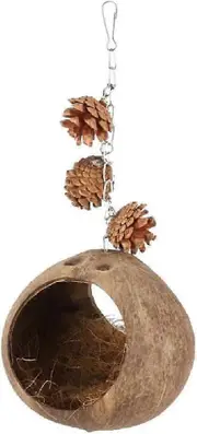 Coconut Nest Bird Hanging Bird House for Bird Cage Swing Toy Coconut Bird House Parrot Hanging Bed Breeding Nests Bird Breeding