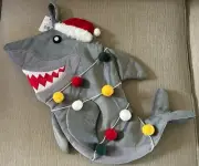 NWT Shark and string of lights grey red Christmas Stocking Hobby Lobby